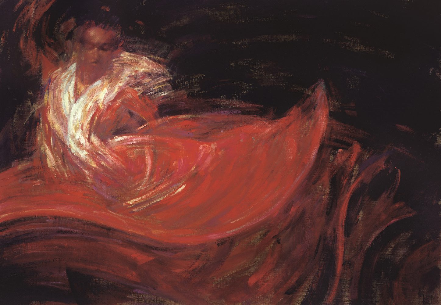 《Flamenco in a Red Dress / フラメンコ イン ア レッド ドレス》油彩、キャンバス / 41×92cm