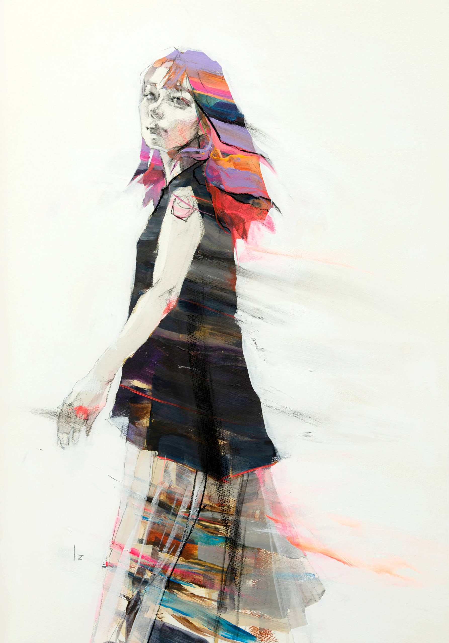 《あしおと》2024年 / ミクストメディア、紙 / 77×52.5cm