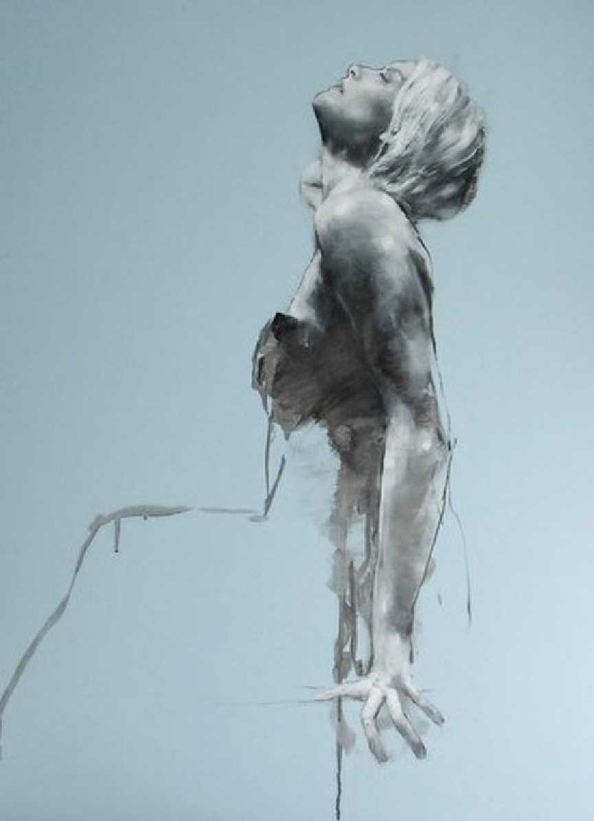 《Sam Arching Upwards / サム アーチング アップワーズ》2009年 / 油彩、ボード / 77×59cm