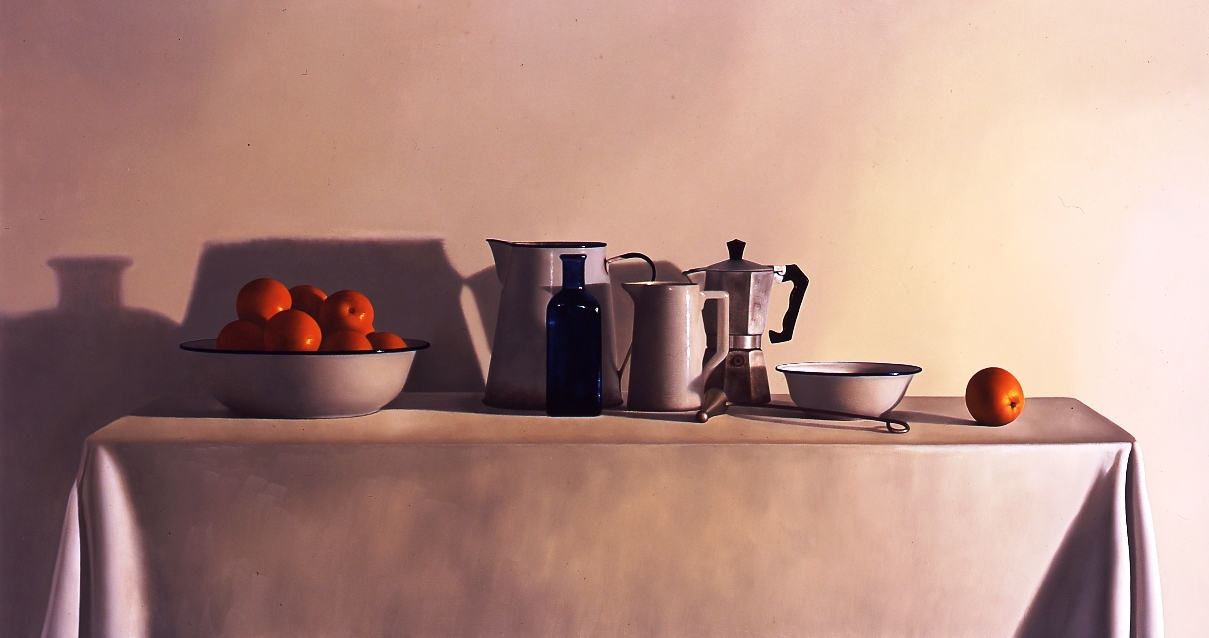 Orangeｓ on bench / 40×75cm / Giclee print