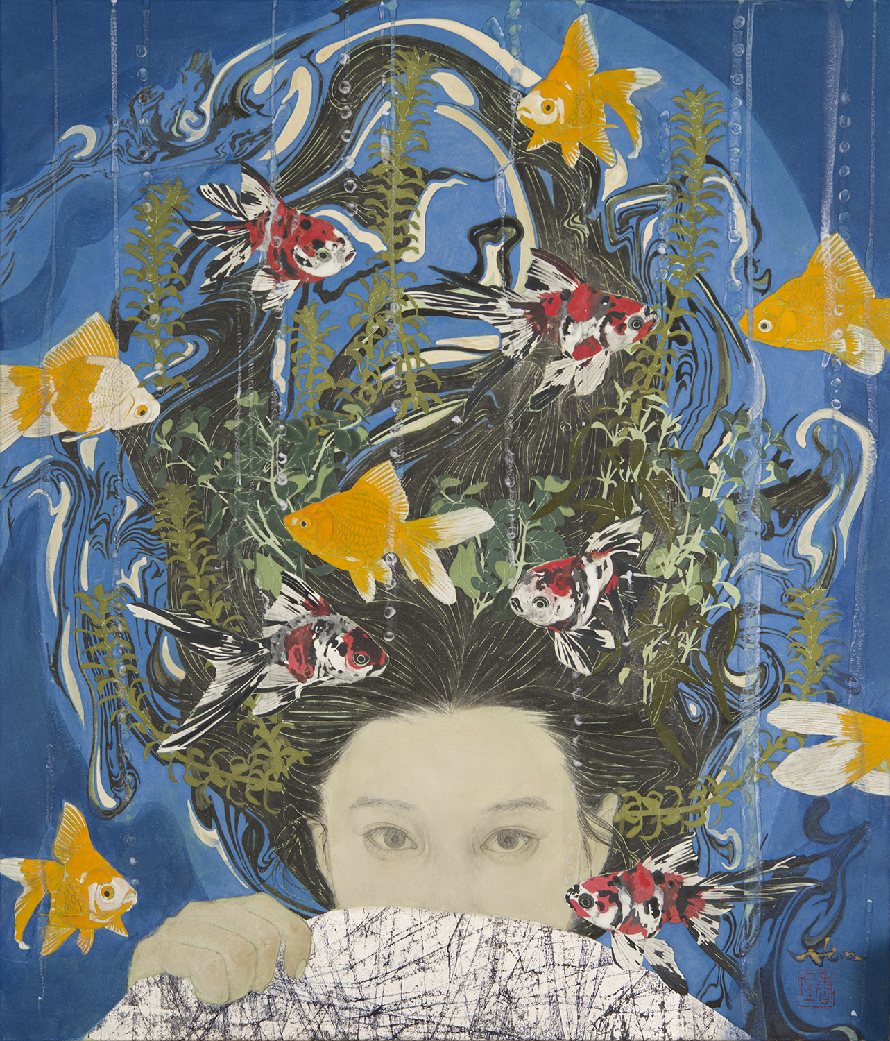 《潜水》紙本彩色 / 73×61cm