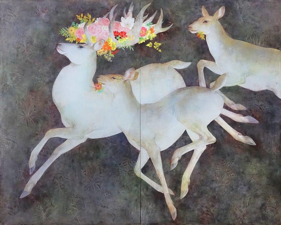 《花の王冠》紙本着彩 / 170×205cm