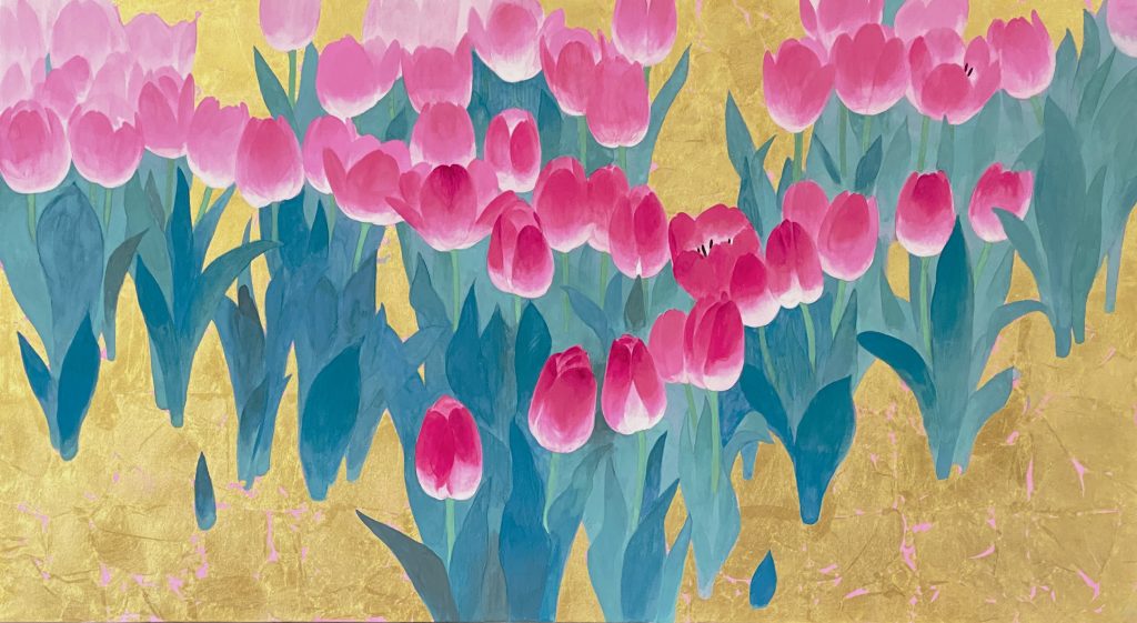 大きな日本画 日本美術院 院友　宝竜桂子　花店　/額のサイズ約181cm×120.5cm厚さ8cm(100号?) 橋本篁丘 『華王』 日本画 - 北海道画廊