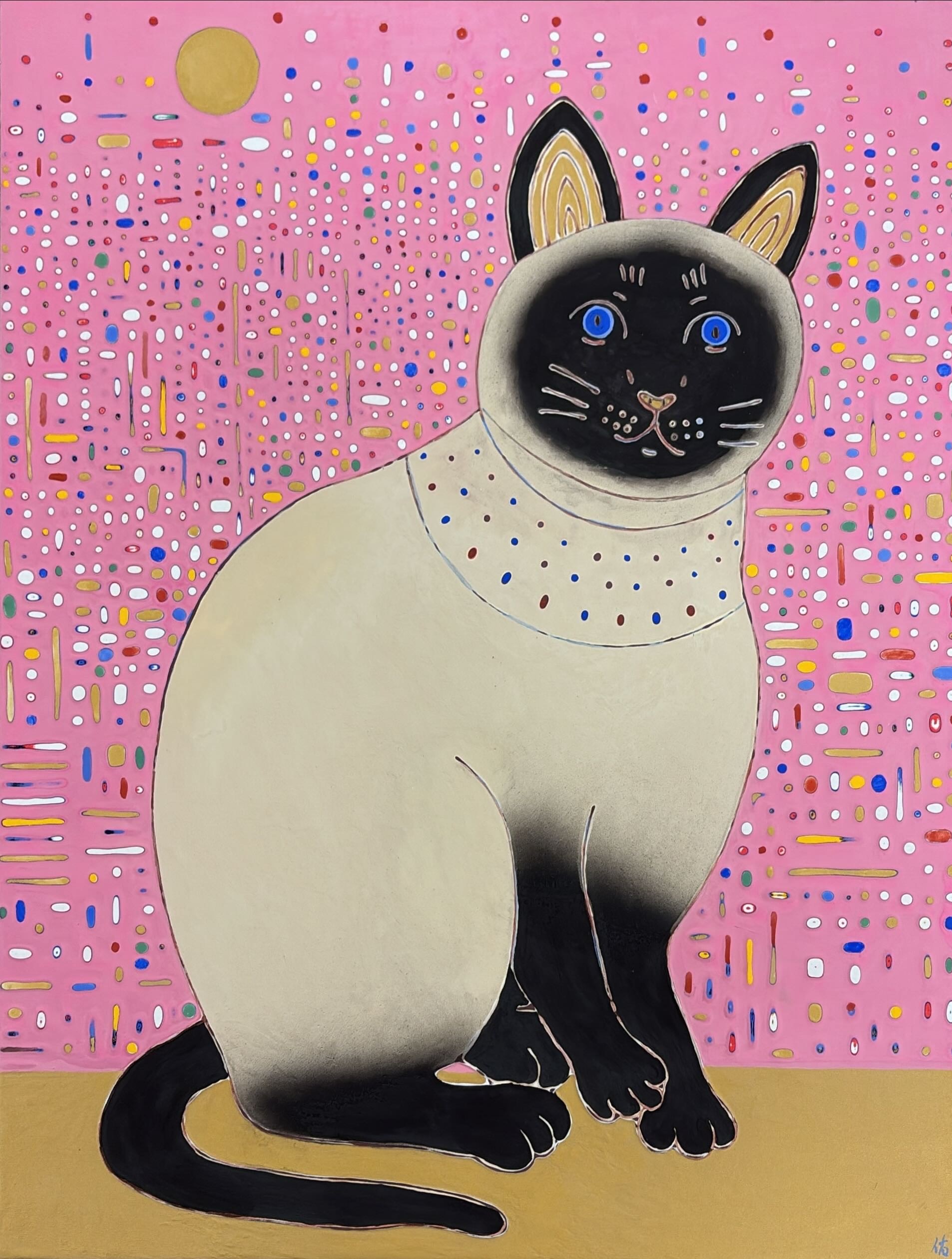 「猫と街」紙本彩色／F6号